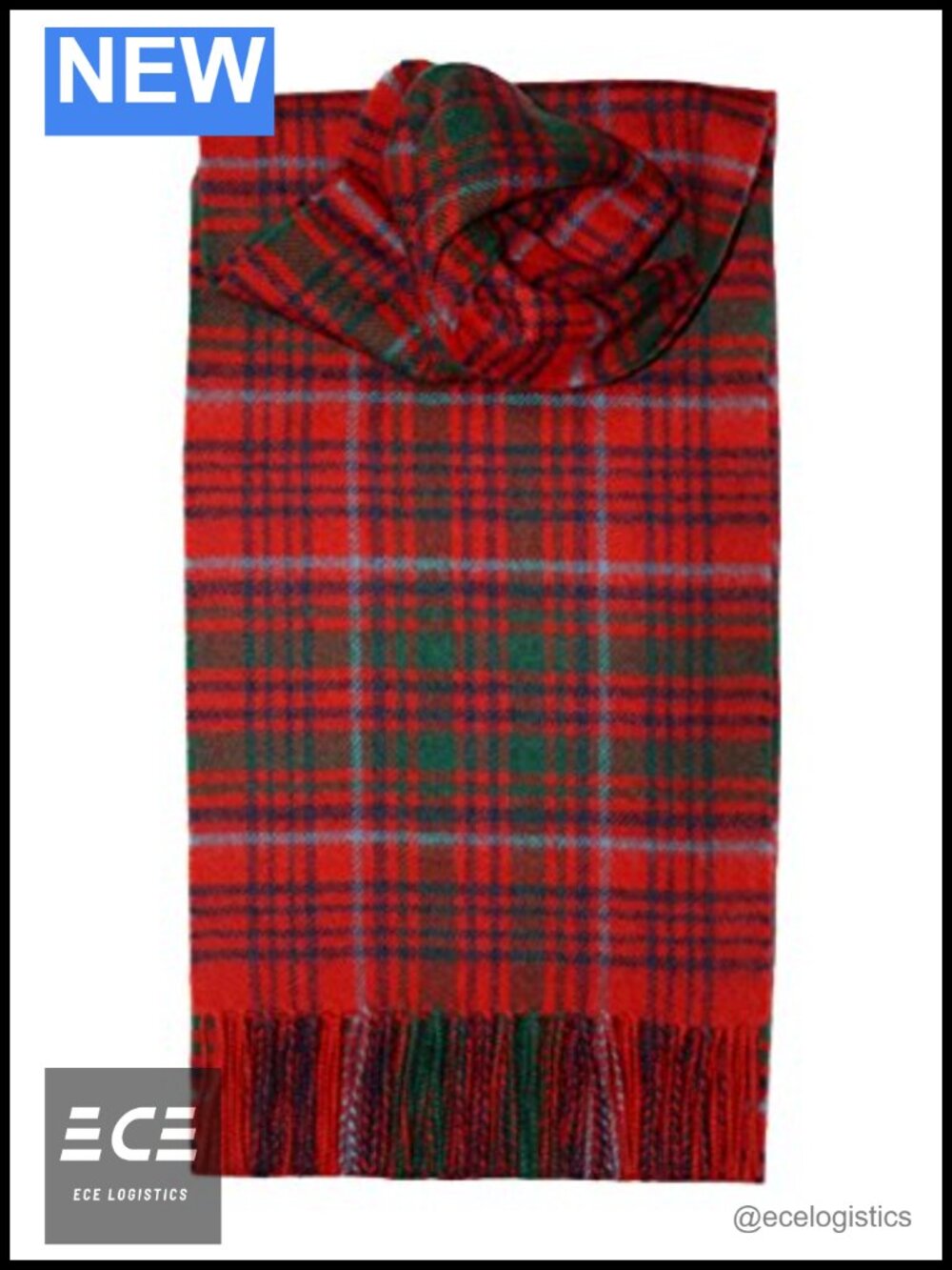 100% Pure Lambswool Tartan Scarf Made in Scotland 60in